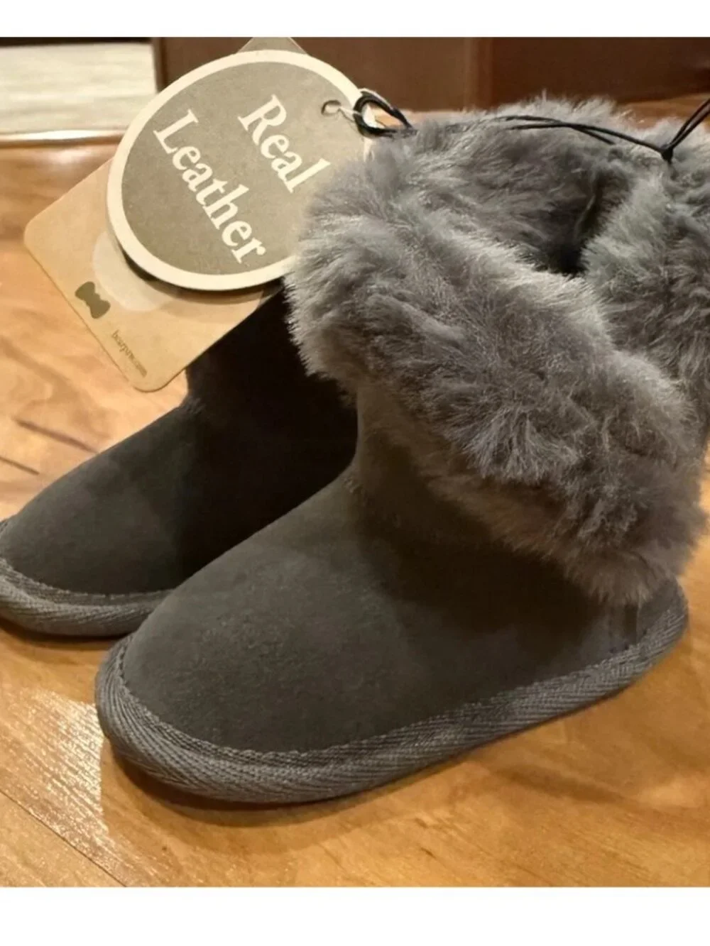Bearpaw Baby Boots Real Leather Booties Faux Fur 6-12 Months New